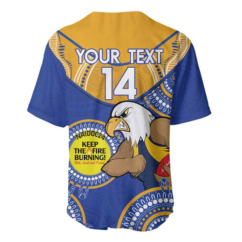 Custom AFL Eagles  NAIDOC Week Baseball Jersey Keep The Fire Burning Indigenous Art