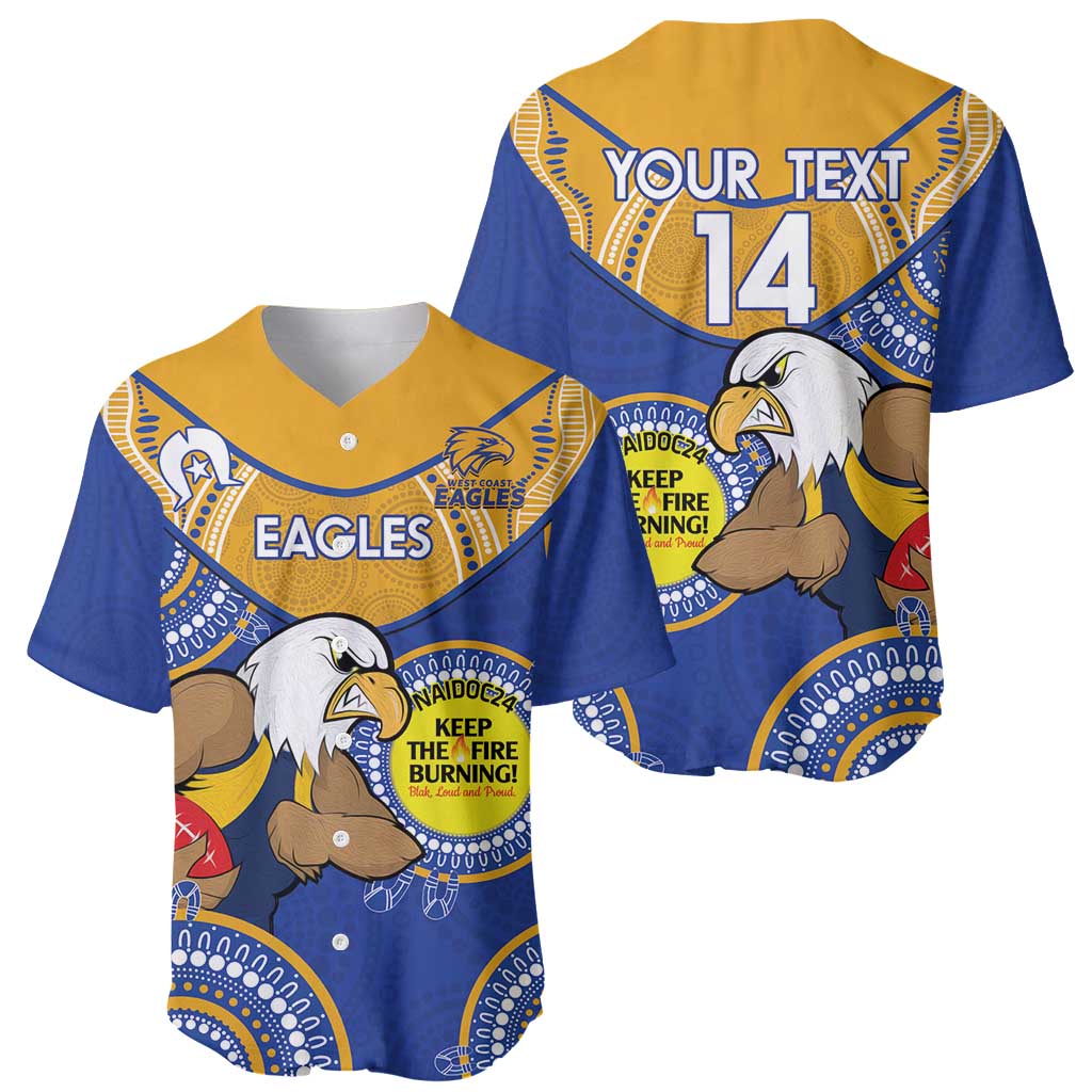 Custom AFL Eagles  NAIDOC Week Baseball Jersey Keep The Fire Burning Indigenous Art