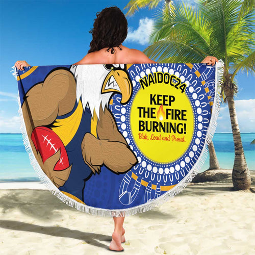 Custom AFL Eagles  NAIDOC Week Beach Blanket Keep The Fire Burning Indigenous Art