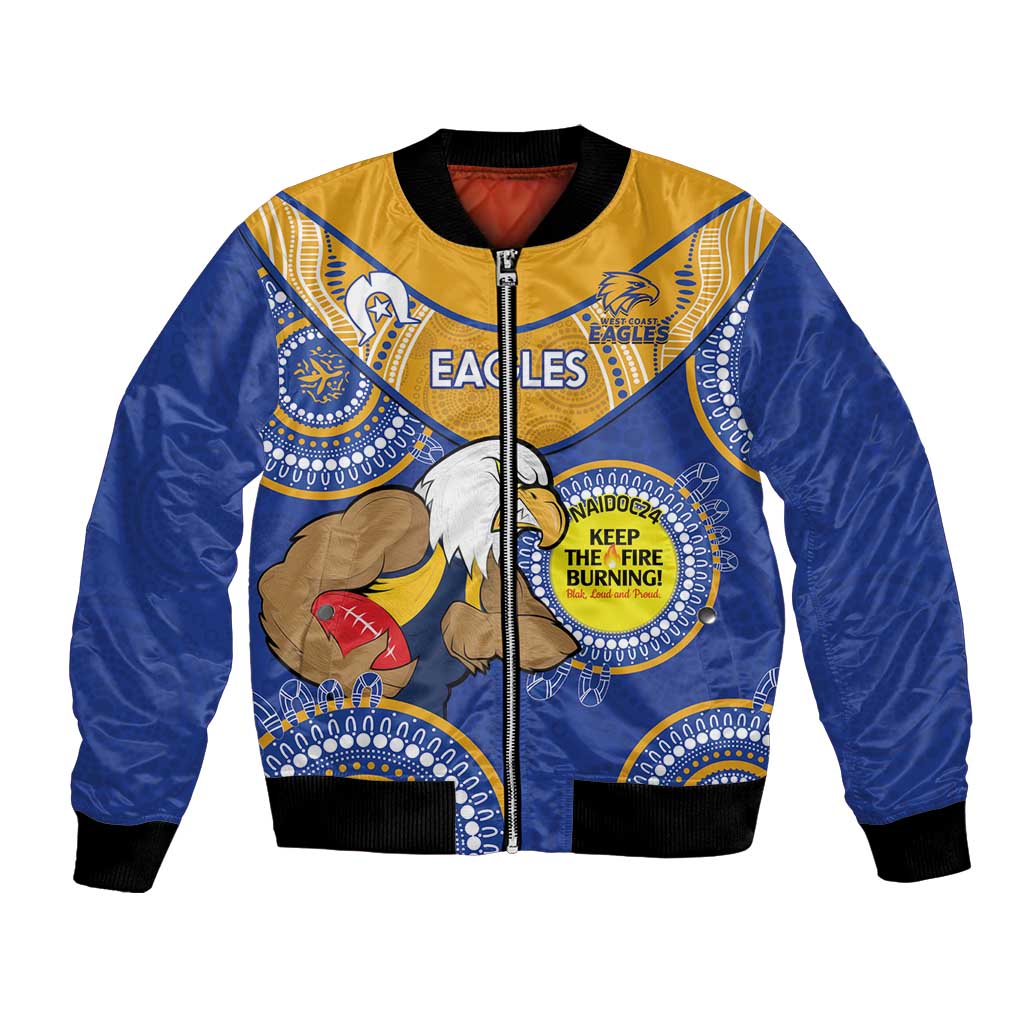 Custom AFL Eagles  NAIDOC Week Bomber Jacket Keep The Fire Burning Indigenous Art