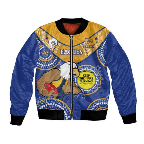 Custom AFL Eagles  NAIDOC Week Bomber Jacket Keep The Fire Burning Indigenous Art