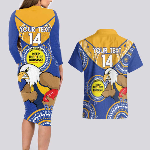 Custom AFL Eagles  NAIDOC Week Couples Matching Long Sleeve Bodycon Dress and Hawaiian Shirt Keep The Fire Burning Indigenous Art