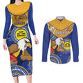 Custom AFL Eagles  NAIDOC Week Couples Matching Long Sleeve Bodycon Dress and Long Sleeve Button Shirt Keep The Fire Burning Indigenous Art