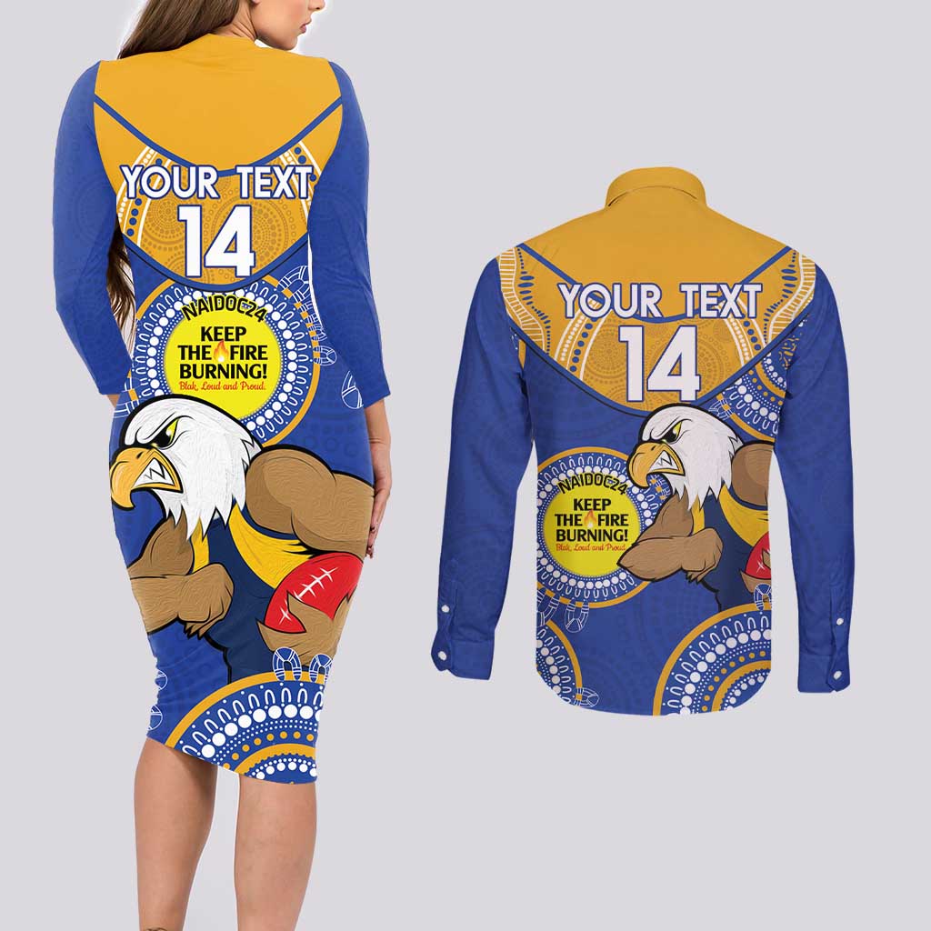 Custom AFL Eagles  NAIDOC Week Couples Matching Long Sleeve Bodycon Dress and Long Sleeve Button Shirt Keep The Fire Burning Indigenous Art