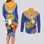 Custom AFL Eagles  NAIDOC Week Couples Matching Long Sleeve Bodycon Dress and Long Sleeve Button Shirt Keep The Fire Burning Indigenous Art