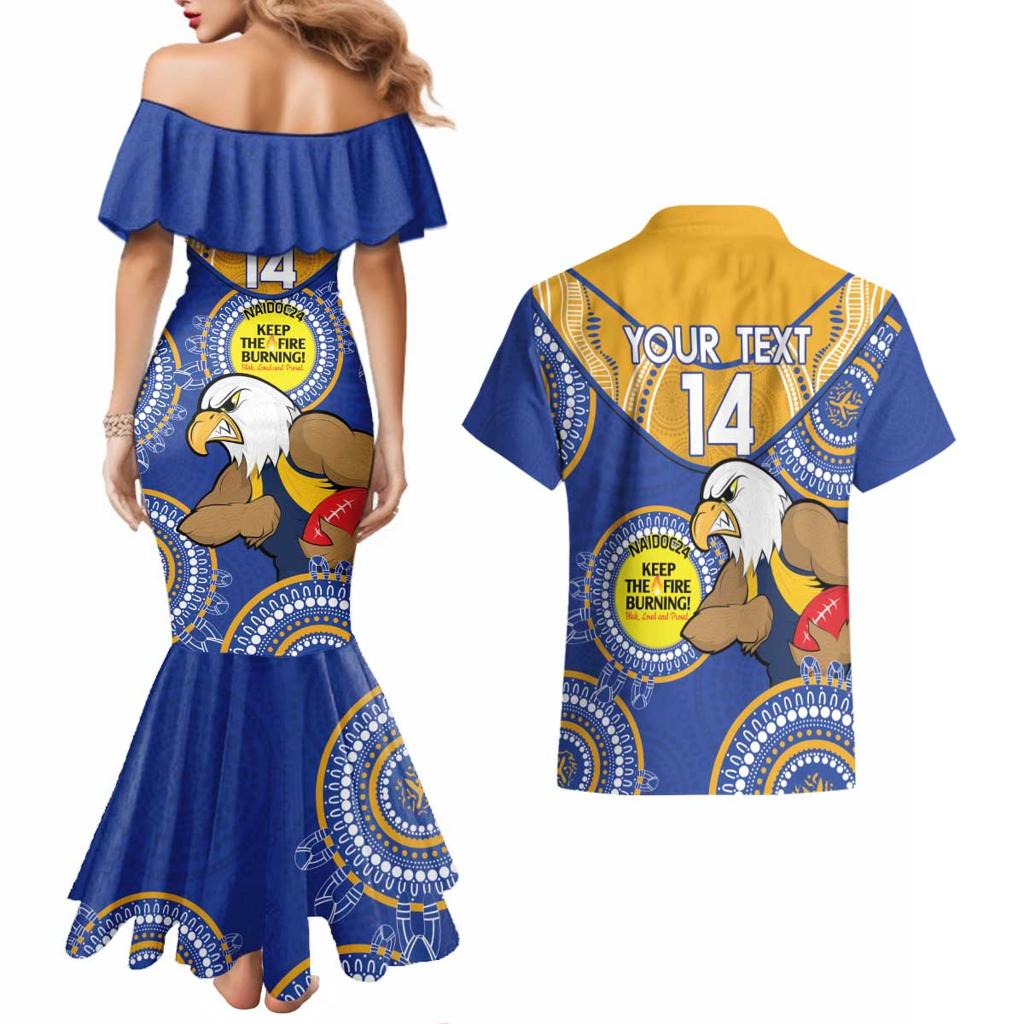 Custom AFL Eagles  NAIDOC Week Couples Matching Mermaid Dress and Hawaiian Shirt Keep The Fire Burning Indigenous Art