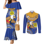 Custom AFL Eagles  NAIDOC Week Couples Matching Mermaid Dress and Long Sleeve Button Shirt Keep The Fire Burning Indigenous Art