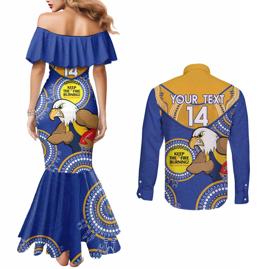 Custom AFL Eagles  NAIDOC Week Couples Matching Mermaid Dress and Long Sleeve Button Shirt Keep The Fire Burning Indigenous Art