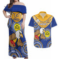 Custom AFL Eagles  NAIDOC Week Couples Matching Off Shoulder Maxi Dress and Hawaiian Shirt Keep The Fire Burning Indigenous Art