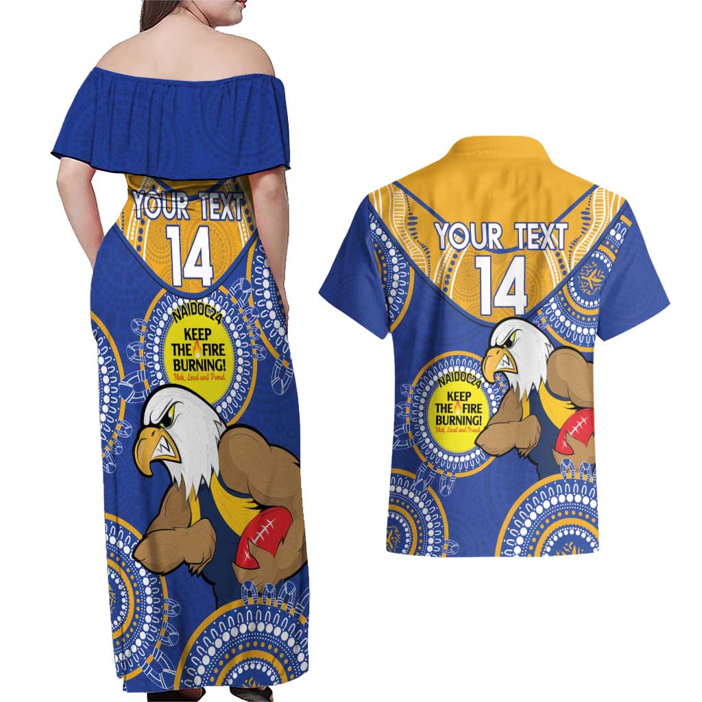 Custom AFL Eagles  NAIDOC Week Couples Matching Off Shoulder Maxi Dress and Hawaiian Shirt Keep The Fire Burning Indigenous Art