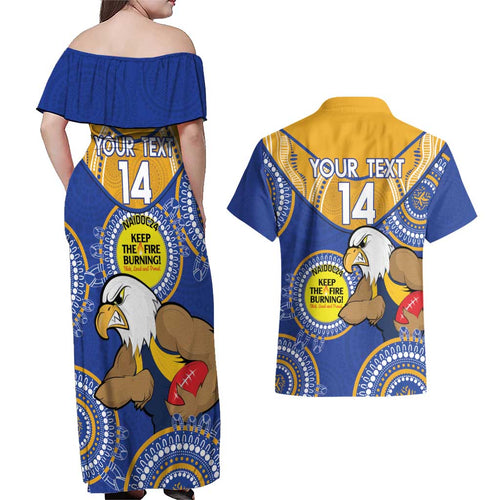 Custom AFL Eagles  NAIDOC Week Couples Matching Off Shoulder Maxi Dress and Hawaiian Shirt Keep The Fire Burning Indigenous Art