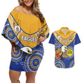 Custom AFL Eagles  NAIDOC Week Couples Matching Off Shoulder Short Dress and Hawaiian Shirt Keep The Fire Burning Indigenous Art