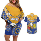 Custom AFL Eagles  NAIDOC Week Couples Matching Off Shoulder Short Dress and Hawaiian Shirt Keep The Fire Burning Indigenous Art