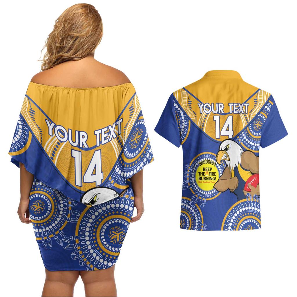 Custom AFL Eagles  NAIDOC Week Couples Matching Off Shoulder Short Dress and Hawaiian Shirt Keep The Fire Burning Indigenous Art