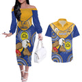 Custom AFL Eagles  NAIDOC Week Couples Matching Off The Shoulder Long Sleeve Dress and Hawaiian Shirt Keep The Fire Burning Indigenous Art
