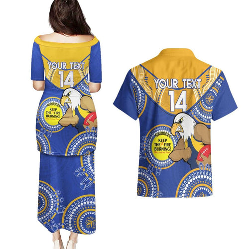 Custom AFL Eagles  NAIDOC Week Couples Matching Puletasi and Hawaiian Shirt Keep The Fire Burning Indigenous Art