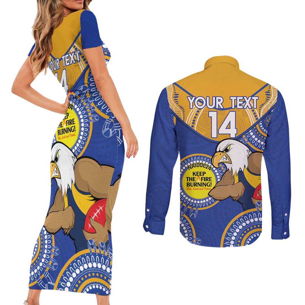 Custom AFL Eagles  NAIDOC Week Couples Matching Short Sleeve Bodycon Dress and Long Sleeve Button Shirt Keep The Fire Burning Indigenous Art