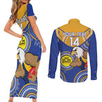 Custom AFL Eagles  NAIDOC Week Couples Matching Short Sleeve Bodycon Dress and Long Sleeve Button Shirt Keep The Fire Burning Indigenous Art