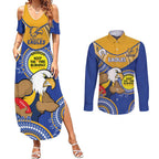 Custom AFL Eagles  NAIDOC Week Couples Matching Summer Maxi Dress and Long Sleeve Button Shirt Keep The Fire Burning Indigenous Art