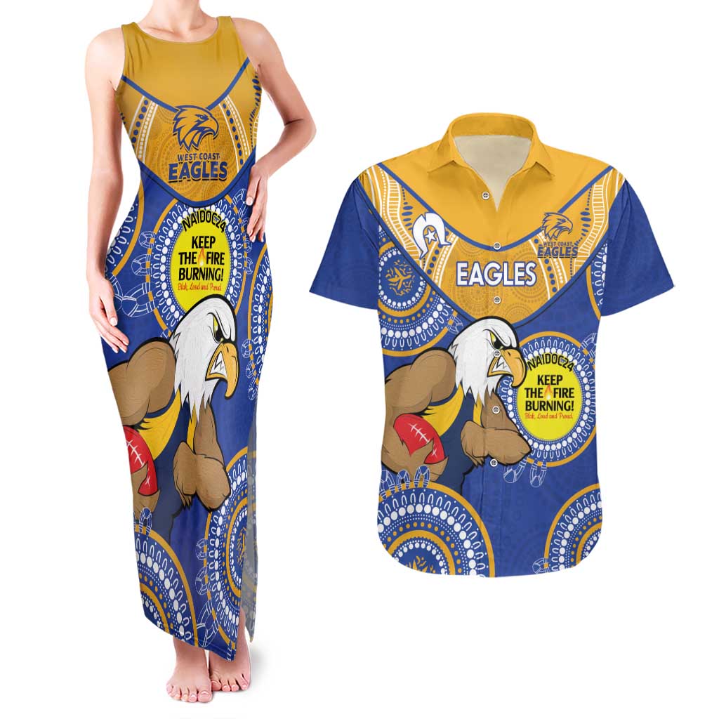 Custom AFL Eagles  NAIDOC Week Couples Matching Tank Maxi Dress and Hawaiian Shirt Keep The Fire Burning Indigenous Art