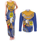 Custom AFL Eagles  NAIDOC Week Couples Matching Tank Maxi Dress and Long Sleeve Button Shirt Keep The Fire Burning Indigenous Art