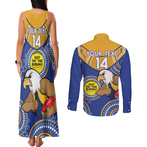 Custom AFL Eagles  NAIDOC Week Couples Matching Tank Maxi Dress and Long Sleeve Button Shirt Keep The Fire Burning Indigenous Art