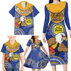 Custom AFL Eagles  NAIDOC Week Family Matching Long Sleeve Bodycon Dress and Hawaiian Shirt Keep The Fire Burning Indigenous Art