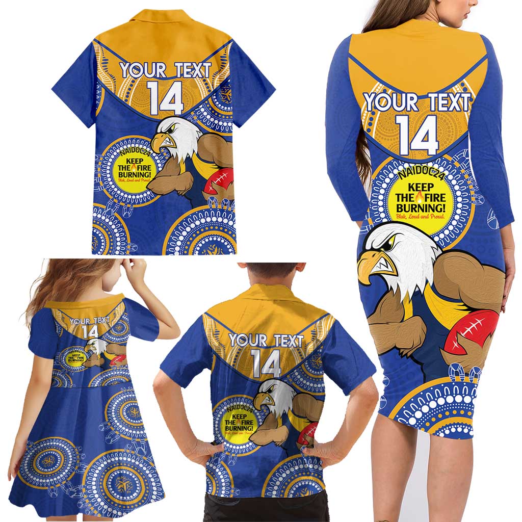 Custom AFL Eagles  NAIDOC Week Family Matching Long Sleeve Bodycon Dress and Hawaiian Shirt Keep The Fire Burning Indigenous Art