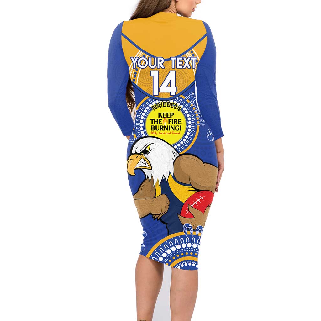 Custom AFL Eagles  NAIDOC Week Family Matching Long Sleeve Bodycon Dress and Hawaiian Shirt Keep The Fire Burning Indigenous Art