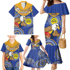 Custom AFL Eagles  NAIDOC Week Family Matching Mermaid Dress and Hawaiian Shirt Keep The Fire Burning Indigenous Art