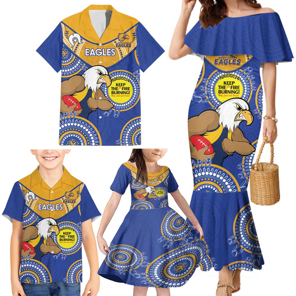 Custom AFL Eagles  NAIDOC Week Family Matching Mermaid Dress and Hawaiian Shirt Keep The Fire Burning Indigenous Art