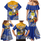 Custom AFL Eagles  NAIDOC Week Family Matching Mermaid Dress and Hawaiian Shirt Keep The Fire Burning Indigenous Art