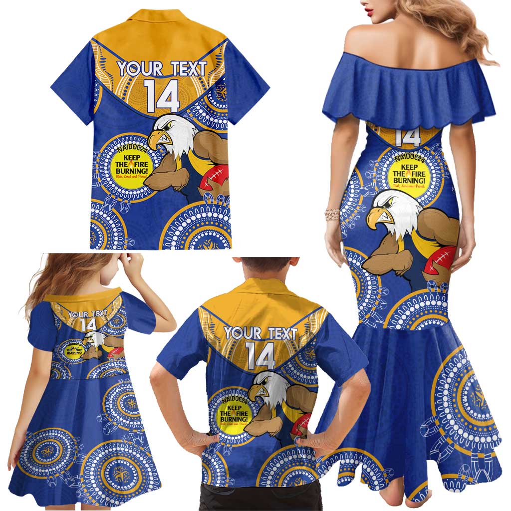 Custom AFL Eagles  NAIDOC Week Family Matching Mermaid Dress and Hawaiian Shirt Keep The Fire Burning Indigenous Art