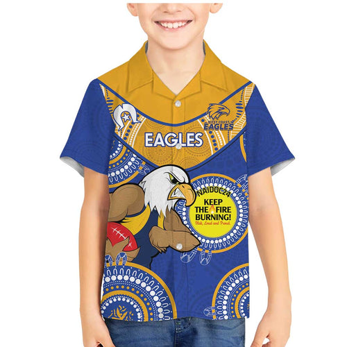 Custom AFL Eagles  NAIDOC Week Family Matching Mermaid Dress and Hawaiian Shirt Keep The Fire Burning Indigenous Art