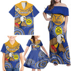 Custom AFL Eagles  NAIDOC Week Family Matching Off Shoulder Maxi Dress and Hawaiian Shirt Keep The Fire Burning Indigenous Art
