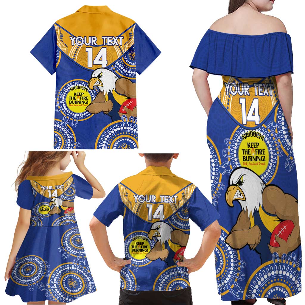 Custom AFL Eagles  NAIDOC Week Family Matching Off Shoulder Maxi Dress and Hawaiian Shirt Keep The Fire Burning Indigenous Art