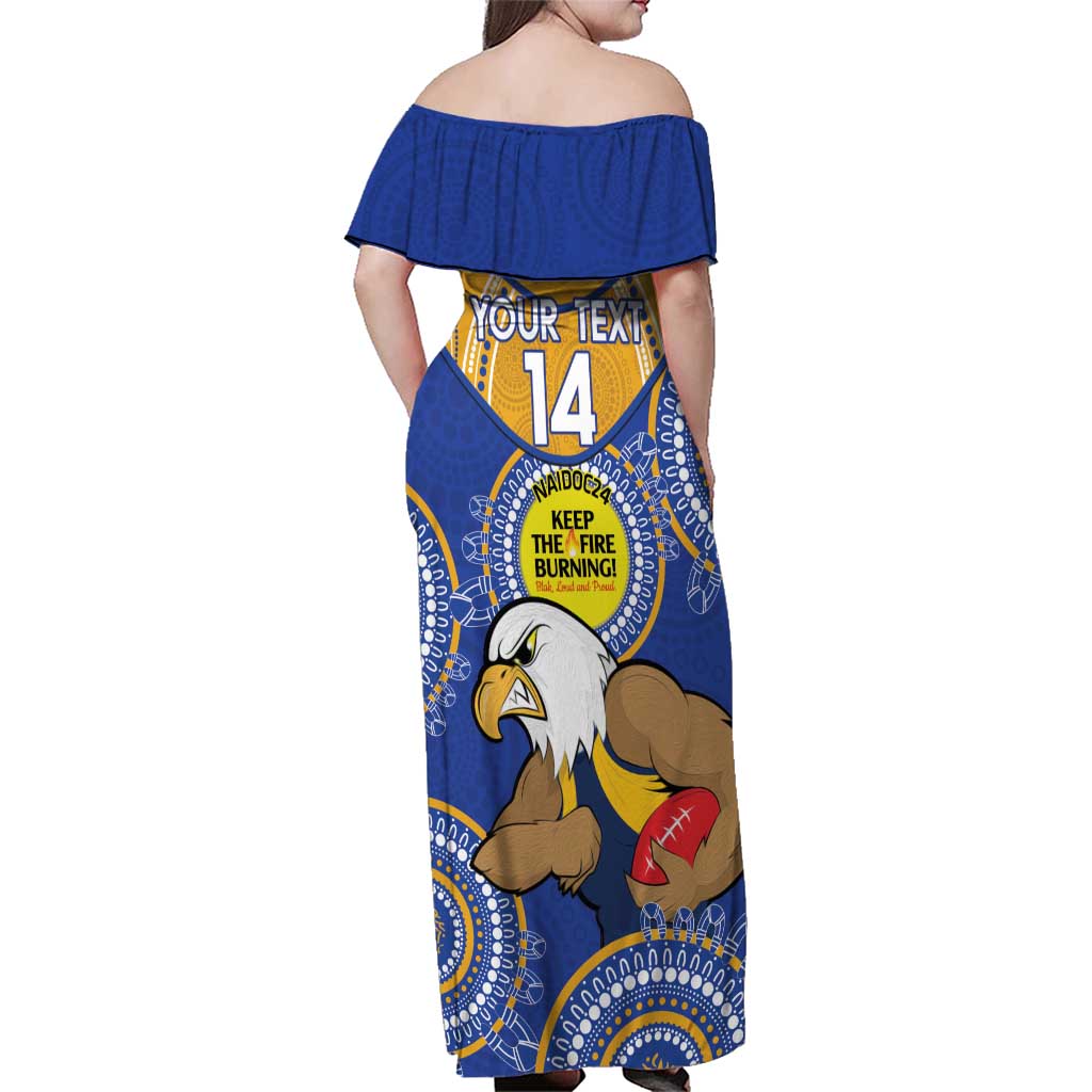 Custom AFL Eagles  NAIDOC Week Family Matching Off Shoulder Maxi Dress and Hawaiian Shirt Keep The Fire Burning Indigenous Art