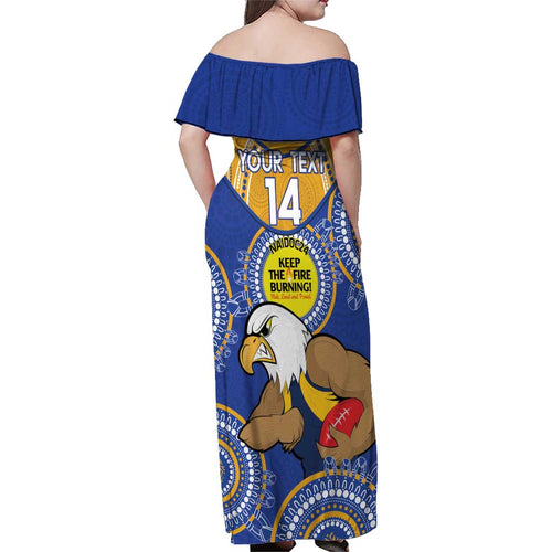 Custom AFL Eagles  NAIDOC Week Family Matching Off Shoulder Maxi Dress and Hawaiian Shirt Keep The Fire Burning Indigenous Art