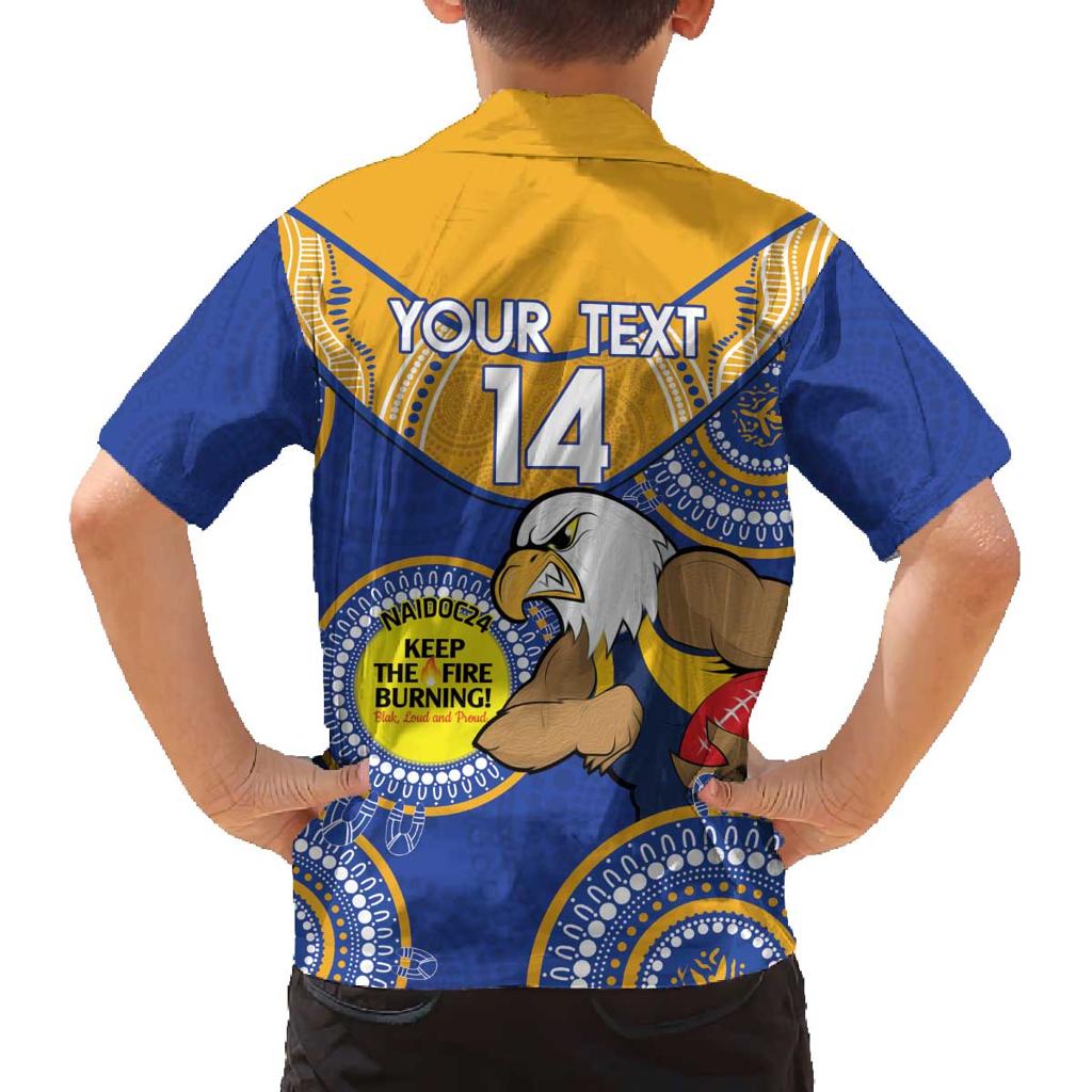 Custom AFL Eagles  NAIDOC Week Family Matching Off Shoulder Short Dress and Hawaiian Shirt Keep The Fire Burning Indigenous Art