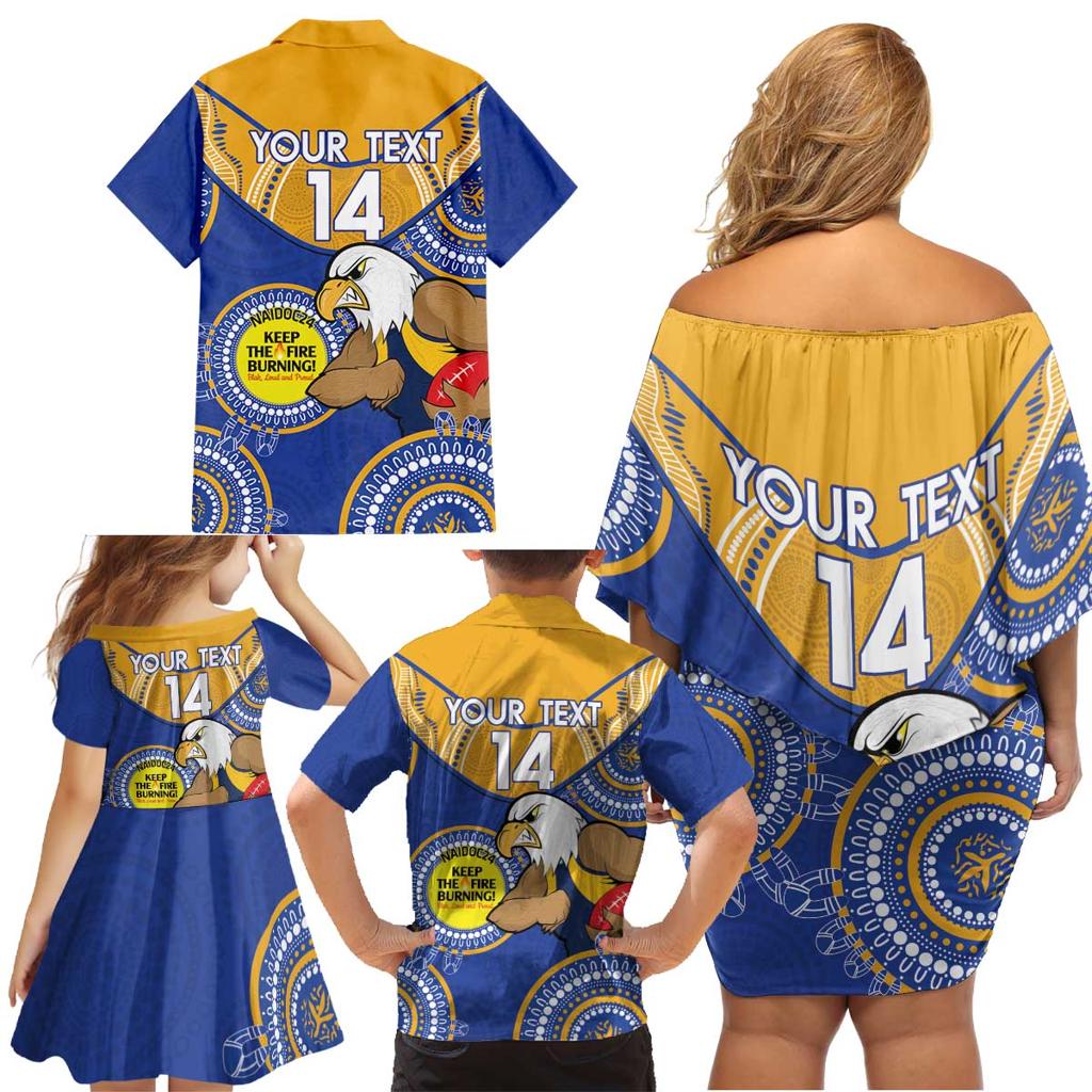 Custom AFL Eagles  NAIDOC Week Family Matching Off Shoulder Short Dress and Hawaiian Shirt Keep The Fire Burning Indigenous Art