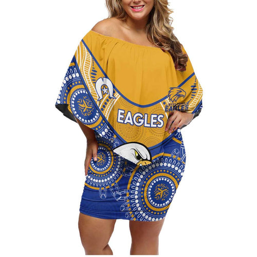 Custom AFL Eagles  NAIDOC Week Family Matching Off Shoulder Short Dress and Hawaiian Shirt Keep The Fire Burning Indigenous Art