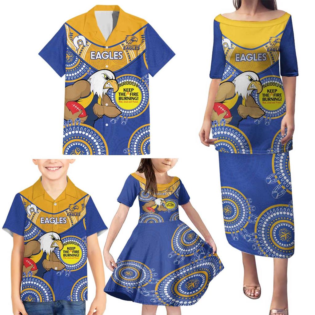 Custom AFL Eagles  NAIDOC Week Family Matching Puletasi and Hawaiian Shirt Keep The Fire Burning Indigenous Art