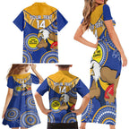 Custom AFL Eagles  NAIDOC Week Family Matching Short Sleeve Bodycon Dress and Hawaiian Shirt Keep The Fire Burning Indigenous Art