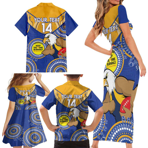Custom AFL Eagles  NAIDOC Week Family Matching Short Sleeve Bodycon Dress and Hawaiian Shirt Keep The Fire Burning Indigenous Art