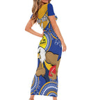 Custom AFL Eagles  NAIDOC Week Family Matching Short Sleeve Bodycon Dress and Hawaiian Shirt Keep The Fire Burning Indigenous Art