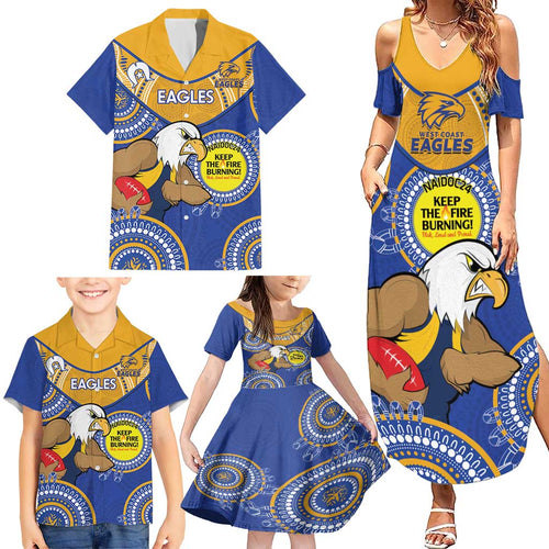 Custom AFL Eagles  NAIDOC Week Family Matching Summer Maxi Dress and Hawaiian Shirt Keep The Fire Burning Indigenous Art