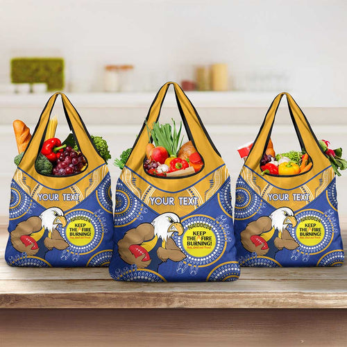 Custom AFL Eagles NAIDOC Week Grocery Bag Keep The Fire Burning Indigenous Art