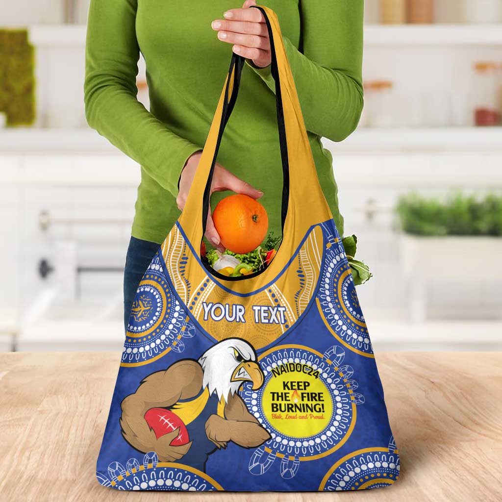 Custom AFL Eagles NAIDOC Week Grocery Bag Keep The Fire Burning Indigenous Art