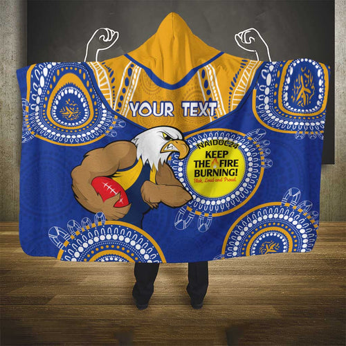 Custom AFL Eagles  NAIDOC Week Hooded Blanket Keep The Fire Burning Indigenous Art