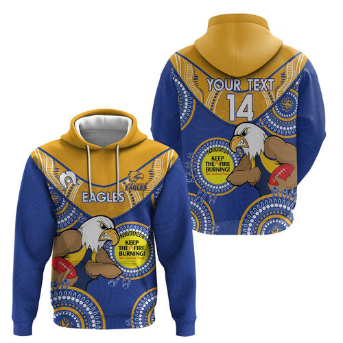 Custom AFL Eagles  NAIDOC Week Hoodie Keep The Fire Burning Indigenous Art